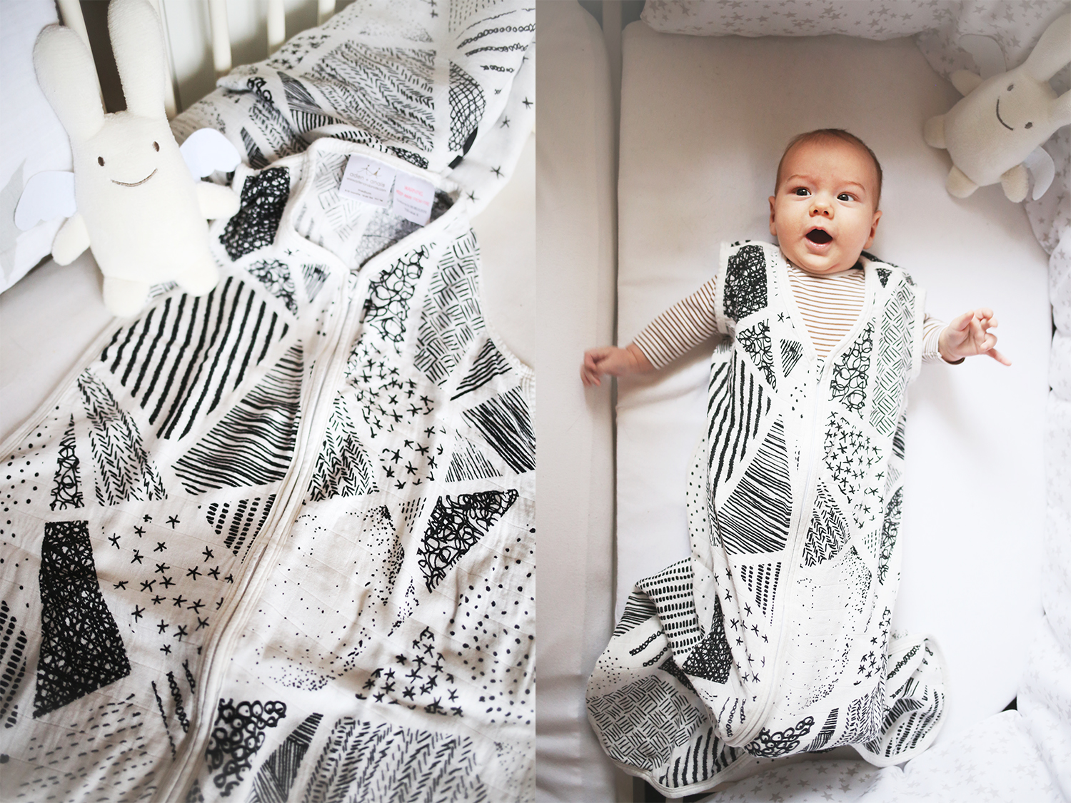 Baby-aden-anais-bamboo-collection-Schlafsack-muselin-black-white-nursery-momblogger-mamablogger